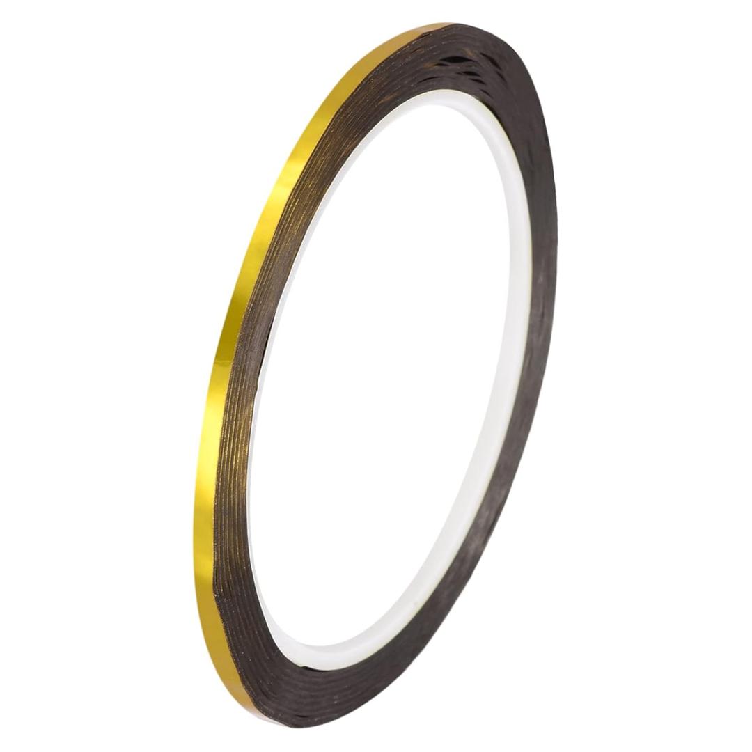 MECCANIXITY Gold Tone Metalized Tape 1/8 Inch x 55 Yards Decor Tape for Detailing Accent Wall, Graphic Arts, Pack of 6