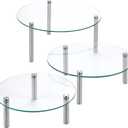 3 Tier Round Tempered Glass Display Stand 9, 11, 13 for Cake, Cupcakes, Desserts, Bakery, Appetizers  Set of 3 Glass Retail Display Raiser. (Clear)