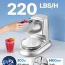 VEVOR Ice Crusher Machine, 220lbs Per Hour Electric 4 Blades Snow Cone Maker, Stainless Steel Shaved Ice Machine with Bowl and Cover, 300W 2000RPM Ice-Shaver for Home and Commercial Use, Silver