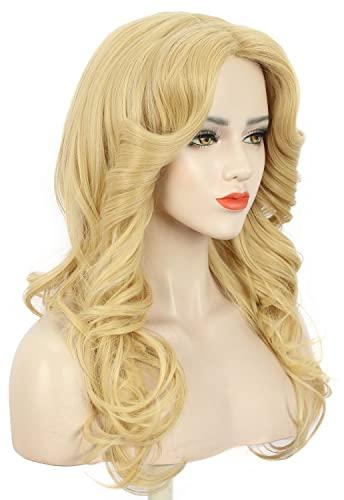 karlery Women 70s Feathered Wig Long Blonde Wave Disco Wig Vintage Costume Wig for Party Fashion Accessory