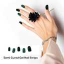 Semi Cured Gel Nail Strips & Wraps - 20PCS, UV/LED Lamp Required, Long Lasting DIY Manicure Kit, Salon Quality, Trendy Nail Art Designs (Green)