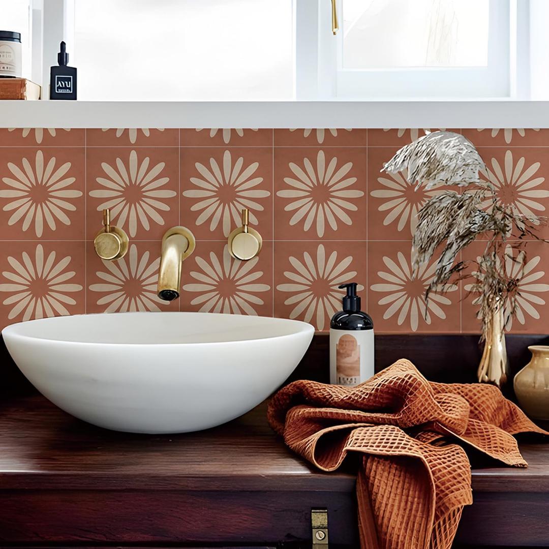 7.877.87in-10pcs Bohemian Peel and Stick Tiles Floor Wall Sticker Self-Adhesive Tile Kitchen Bathroom Waterproof Wear-Resistant Home Decor