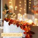 SHareconn 2 Packs 9ft Fall Garland with Lights and Timer for Mantle