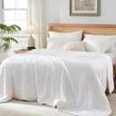 Globon Cooling Comforter Oversized King,Lightweight Summer Comforter for Hot Sleepers,Ultra Soft Bamboo Viscose Fabric, Breathable & Moisture Wicking,Soy Fiber Blend Fill, White