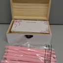 Geelin 100 Pcs Pink Bow Baby Shower Advice and Wishes Card Box with 1 Wood Sign 5 Pens 100 Pink Bow Double Side Cards for Baby Shower Games Supplies Guest Invitations Gifts New Parents
