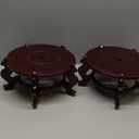 Geetery 2 Pcs 4 to 12 in Wooden Plant Stands Indoor Chinese Oriental Plant Stand for Vase Fishbowl Flower Pot Lamp Redwood Base Vintage Display Rack Decor(12 Inch)