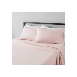 Amazon Basics Lightweight, Breathable, Wrinkle Resistant Microfiber 4-Piece Bed Sheet Set with 14-Inch Deep Pockets, Full, Blush Pink, Solid