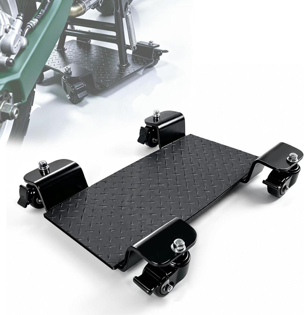 Motorcycle Center Stand Mover Dolly with Non-Slip Pad & Locking Casters