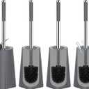 SetSail Toilet Brush, Compact Size Toilet Bowl Brush and Holder Toilet Brushes for Bathroom with Stainless Steel Handle Toilet Cleaner Brush with Durable Scrubbing Bristles, 3 Packs, Gray