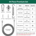 Sun Shade Sail Hardware Kit 6 Inch - 84pcs Set Stainless Steel Sun Sail Hardware Kit Mounting Accessories with 48 Ft (12 Ft x 4) Vinyl Coated Stainless Steel Wire Cable Ropes for Deck Railing