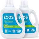 ECOS Laundry Detergent Liquid, 200 Loads - Dermatologist Tested Laundry Soap - Hypoallergenic, EPA Safer Choice Certified, Plant-Powered - Lemongrass, 100 Fl Oz (Pack of 2)