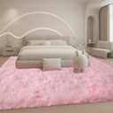 8x10 Area Rugs Living Room, Pink Large Plush Fluffy Bedroom Carpet, Non-Slip Upgraded Indoor Thick Soft Rug, Modern Plush Carpet Suitable for Kids Home Decor Aesthetics Dorm.