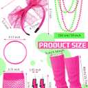 Vabean 19 Pcs 80s Costume Set T Shirt Leggings Tutu Skirt Headband Necklace Bracelets Earrings Gloves Leg Warmers for Women, XXL