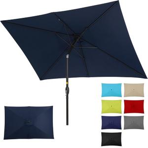 SUNVIVI OUTDOOR Patio Umbrella, Rectangular Patio Umbrella, Metal Pole Square Outdoor Umbrella with Crank and Push Button Tilt, Large Outdoor Umbrella with Polyester Canopy