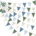 32Ft Blue Green Party Decorations Retro Blue Green Fabric Triangle Banner Flag Banner Pennant Garland Streamers for Graduation Hole in One Wedding Birthday Baby Shower Masters Golf Party Decoration