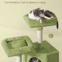 Feandrea Cat Tree, 45.3-Inch Cat Tower, Plush Condo with Scratching Post, Ramp, Perch, Spacious Cave, for Small Space, Grass Green UPCT141C01