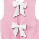 Imily Bela Womens Sweater Vest Top Summer Bow Tie Back Sleeveless Casual Knit Crop Tank Tops L