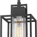 Outdoor Pendant Light, 16" 1-Light Large Hanging Porch Light Fixtures, Modern Black Outside Chandelier Lantern Lighting with Bubble Glass for Porch Gazebo Entryway, 2375/1HL