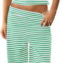 Panadila Womens Striped Two Piece Sets Summer Lounge Outfits Sailor Tube Top and Pants Matching Set Beach Vacation Travel Y2k (Medium, Green Combo)