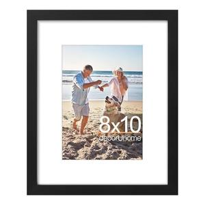 decorUhome 8x10 Picture Frame, Display Pictures 5x7 with Mat or 8x10 without Mat, Wall & Tabletop Display Photo Frame, Black, 1 Pack
