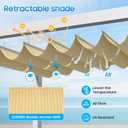 4'W X 12'L Retractable Sun Shade Canopy, Pergola Sliding Cover high-Density Polyethylene Fabric, Wave Shade sail for Patio Garden Backyard Deck Trellis, Beige
