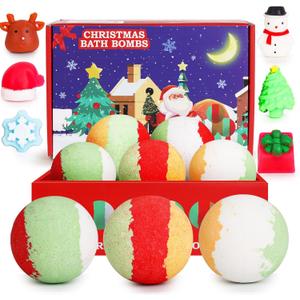 6 Pcs Christmas Bath Bombs Gift Set (Christmas)
