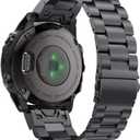 Abanen Stainless Steel Watch Bands for Garmin epix Pro 42mm / Fenix 8 43mm / Fenix 7S / 6S /5S, 20mm Quick Fit Metal Adjustable Replacement Wristband Strap for Garmin Descent MK2S / Instinct 2S (Black)