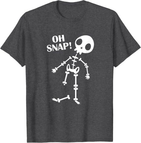 Oh Snap Broken Leg Injury Broken Bones Hospital Skeleton T-Shirt, Dark Heather Gray XL