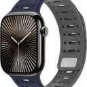 Amizee Compatible with Apple Watch Band 49/46/45/44/42/41/40/38mm Men, Silicone Breathable Magnetic Strap for iWatch Ultra 3/2/1 Series 11 10 9 8 7 6 5 4 SE3/2/1 (42/41/40/38mm, Dark Blue Gray)