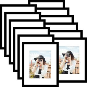 Picrit 16x20 Picture Frame Set of 6, Display Photos 11 x 14 with Mat or 16 x 20 without Mat, Wall Gallery Poster Frames Display for Home Decor, Black