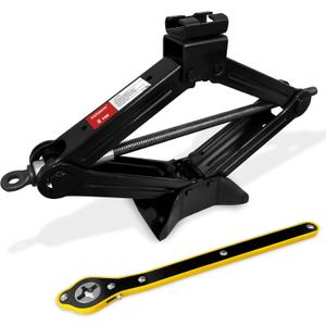 2 Ton/4400 LBS Scissor Jack | 2 PCS Car Jack Tire Changing Kit, Portable Tyre Changer Set Includes Black Scissor Jack, Ratchet Wrench
