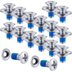 Ferraycle 32 Pieces Snowboard Binding Screw Set Include Snowboard Mounting Screws Snowboarding Binding Screws and Snowboarding Screw Washers, Silver for Ski Outdoor Sport Parts Replacement
