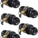 Lanwandeng (5Pack) Matte Black Privacy Door Knobs with Lock for Bedroom/Bathroom, Keyless Interior Door Lock, Stainless Steel Door Handles
