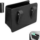 Qurbuns Car Trash Can, Leather Vehicle Trash Bin with 1 Roll Trash Bag, Mini Foldable Seat Back Hanging Storage Bag Container, Waterproof Car Door Storage Box, Universal for Most Cars (Black)