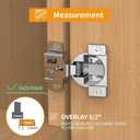 Chibery 2 Pack 1/2" Overlay 3D Soft Close Concealed Hinge, Face Frame Door, Small Angle Slow Close, Self Closing Hidden Satin Nickel, 105 Concealed Stainless Steel Hinges for Kitchen Cabinet Door