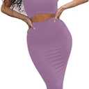 GOBLES Women's Sexy Summer Outfits Bodycon Tank Top Midi Skirt 2 Piece Dress (Purple, L)