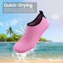 SEEKWAY Water Shoes Women Men Adult Quick-Dry Aqua Socks Barefoot Non Slip for Beach Swim River Pool Lake surf Black SK002(U) (6.5-7.5 Women/5.5-6.5 Men, 1e-stripe Pink-2)