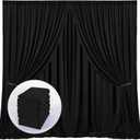 Black Backdrop Curtains - 6 Panel Photo Curtains for Party, Wedding, Ceremony - 5ft x 10ft