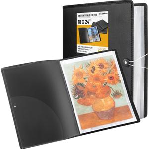 Nicpro 18"x24" Art Portfolio, 30 Pockets Display 60 Pages Art Portfolio Folder with Clear Plastic Sleeves, Artwork Storage Presentation Book for Artists, Painting Carrier Case