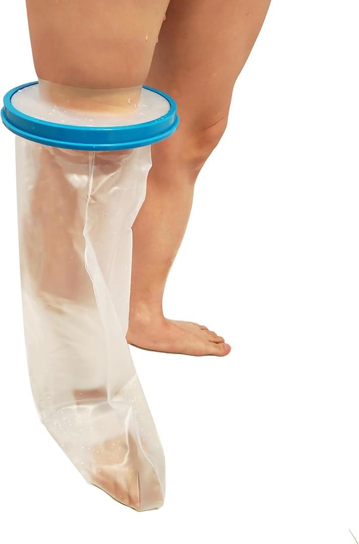 Waterproof Leg Cast Cover for Showering, Reusable Adult Short Leg Cast Protector, Cast Covers for Shower Leg, Cast Bag for Shower, Cast Cover for Showering Foot(Upgraded Waterproof Ring) (Teal)