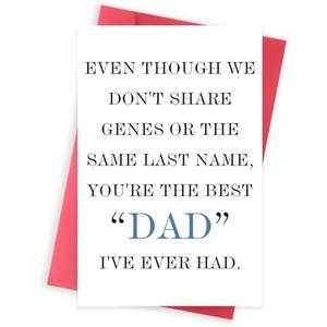 Funny Step Dad Fathers Day Gift from Step Daughter Son, Unique Bonus Dad Fathers Day Card, Happy Father's Day Cards for Stepdad, Sweet Stepfather Card from Stepchild, Set of 2