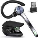 Ngsod Bluetooth Headset, Wireless Earpiece with Upgrade Noise Canceling Mic,500mAh Charging Case Support 72H Talking Time,Hand-Free Headphones with Mute Button for Computer Cell Phones Trucker Work (Black)