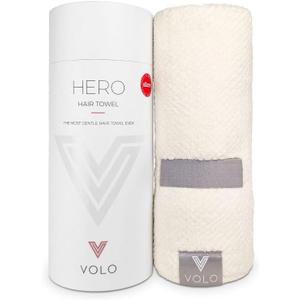 VOLO Hero Hair Towel Ultra Soft Nanoweave Microfiber, Super Absorbent Quick Dry, Reduces Dry Time 50%, Anti-Frizz & Breakage, Secure Snug Strap, Large Wrap for All Hair Types - Salt White