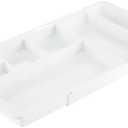 mDesign Expandable Plastic Drawer Organizer and Storage Container for Office Supplies - Gel Pen Pencil, Marker, Stationary, Desk Supply Holder for Drawers and Desktop - Lumiere Collection - White