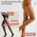 Conte Women's High Waist Compression Pantyhose Tights with Control Top Active 40 Denier (S)