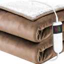 Electric Blanket Heated Throw, Soft Flannel 50"x60" Heating Blanket with 8 Hours Auto Off 10 Fast Heating Levels Machine Washable Sherpa Heated Blanket with Overheating Protection
