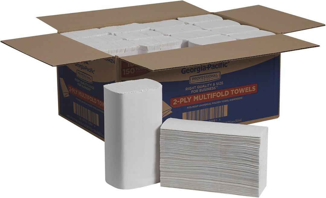 Georgia-Pacific Professional Series Premium Multifold 2-Ply Towels by GP PRO, White, 2344214, 150 Towels Per Pack, 16 Packs Per Case