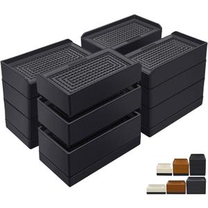ANNKUT Furniture Risers 4 inch, Heavy Duty Furniture Elevator in Heights of 1.5, 3 or 4 InchRectangle Raising Blocks for Bed, Couch, Desk, Sofa, Tables,Support Up to 1,300 Lbs (4 Pack-Black)