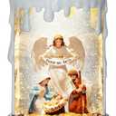 Nativity Snow Globe Candle Christmas Decorations Indoor Auto Snowfall Glitter Music Collection Angel Nativity Scene Peace on Earth with 6H Timer USB/Battery Powered 9.7 inch