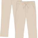 Boys' School Uniform Pull on Stretch Twill Pants, Drawstring Waist, Multipack (8, Khaki/2-pack)